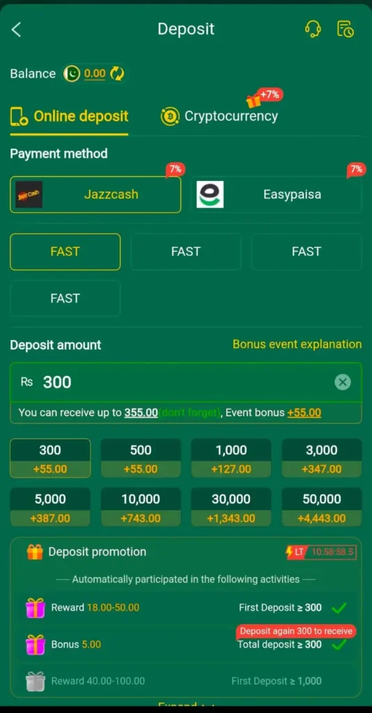 HZ333 Game Deposit and payment methods